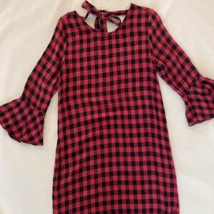 Anthropologie Cloth and Stone Red and Black Checkered Dress size Small